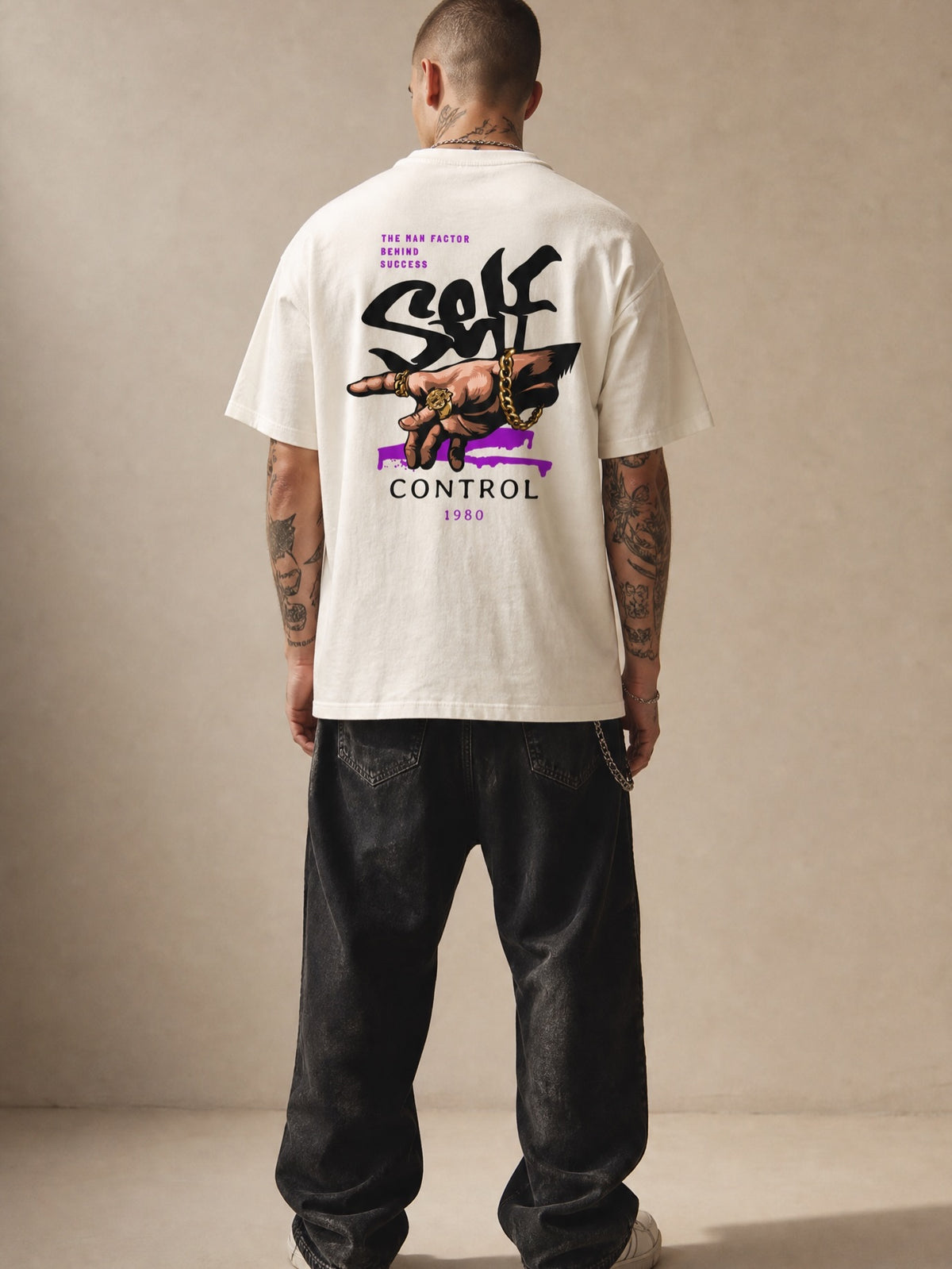 SELF CONTROL Oversized Shirt mit Rückenprint